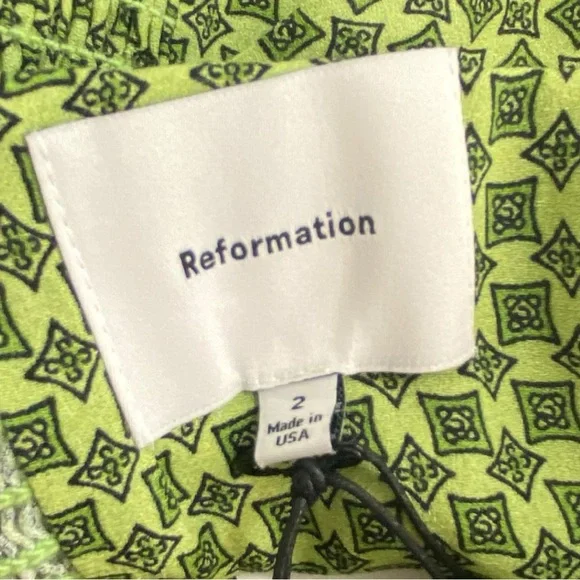 Reformation NEW Green Printed Hester Cropped Tank NWT Size 2 - Picture 7 of 9